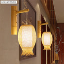 GobekUsa Bamboo Wall Sconce with Asian Style and Beige Oblong Shade - Hand Woven, 1-Bulb Wall Lamp