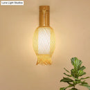 GobekUsa Bamboo Wall Sconce with Asian Style and Beige Oblong Shade - Hand Woven, 1-Bulb Wall Lamp
