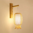 GobekUsa Bamboo Wall Sconce with Asian Style and Beige Oblong Shade - Hand Woven, 1-Bulb Wall Lamp