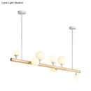 GobekUsa Asian Wood Hanging Ceiling Light with 7 Beige Bulbs for Dining Room