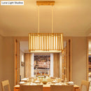 GobekUsa Asian Wood Island Pendant Light - Natural Wood Finish