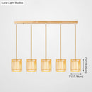 GobekUsa Asian Wood Island Pendant Light - Natural Wood Finish