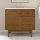 James Martin Laurent 36" Dual Mount Single Bathroom Vanity, Honey Oak