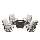 Black Aluminum Fire Table Set with Four Club Chairs