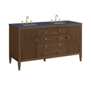 James Martin Myrrin 60" Double Bathroom Vanity, Mid-Century Walnut