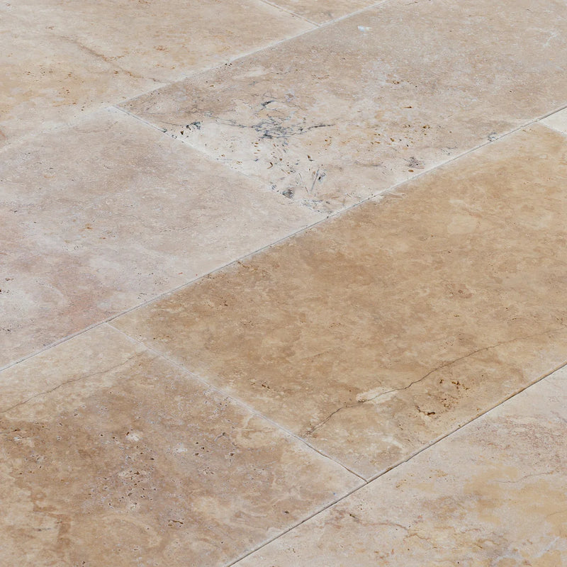 Aspendos Beige Travertine Tumbled Pavers - Full TruckLoad