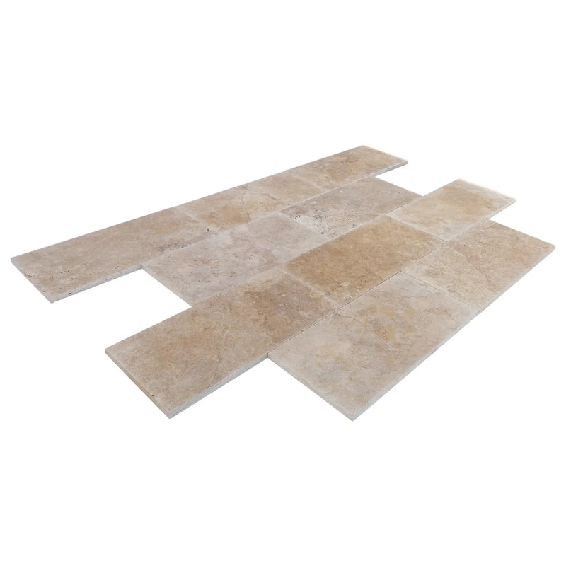 Aspendos Beige Travertine Tumbled Pavers - Full TruckLoad