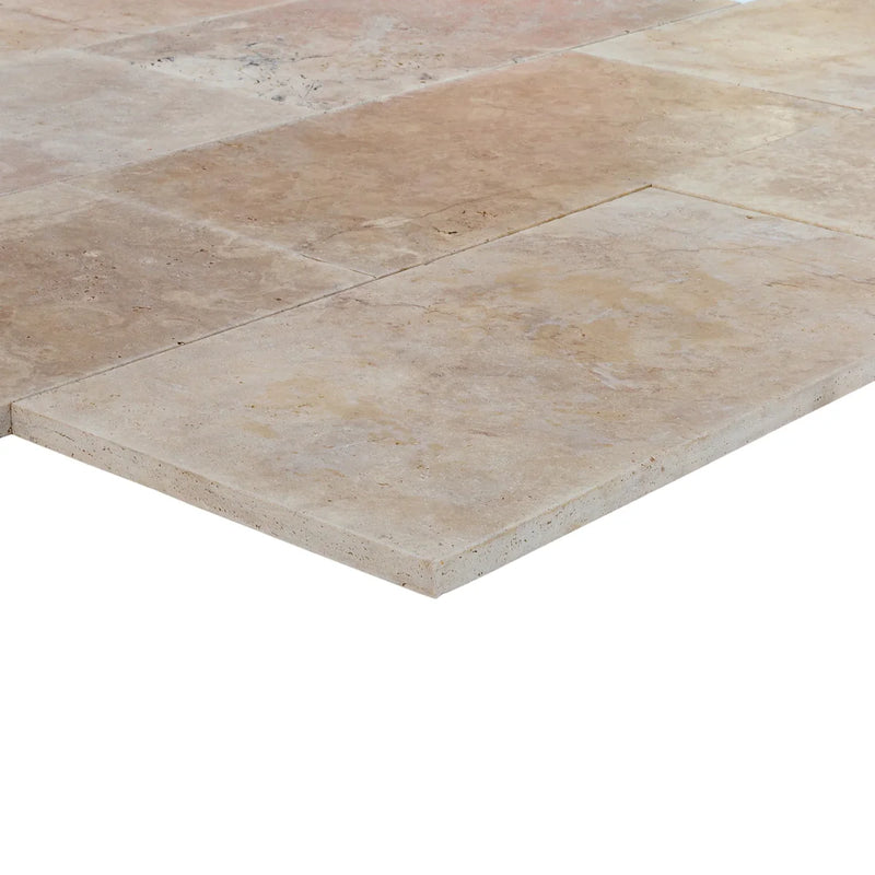 Aspendos Beige Travertine Tumbled Pavers - Full TruckLoad