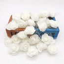 Assorted white & pink handmade foam rose flower heads wedding decor by Decorbites