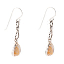 Astro Grey Wood Opal and Sterling Silver Drop Earrings