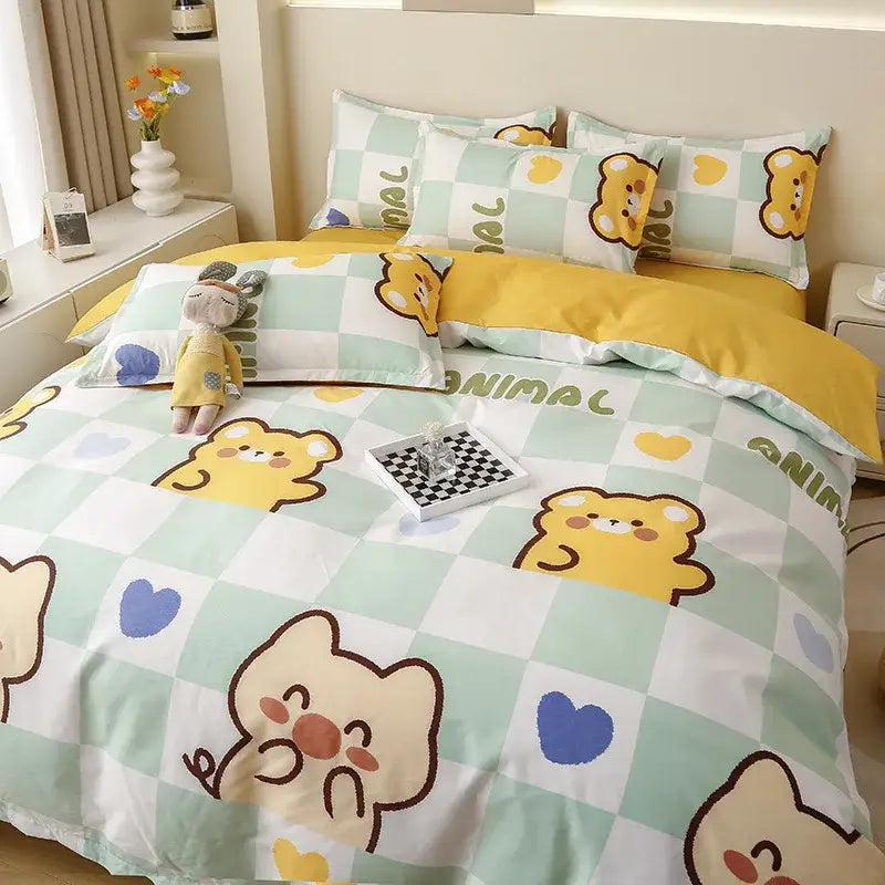 GobekUsa Cartoon Lattice Floral Geometric Pattern Bedding Set, photo 15 of 16