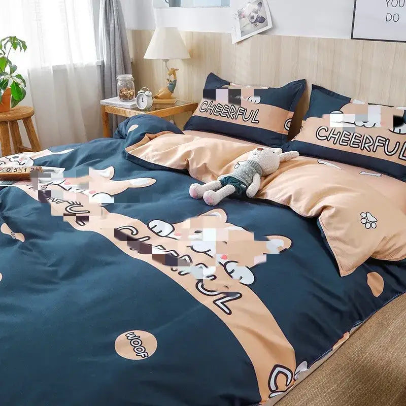 GobekUsa Cartoon Lattice Floral Geometric Pattern Bedding Set, photo 4 of 16
