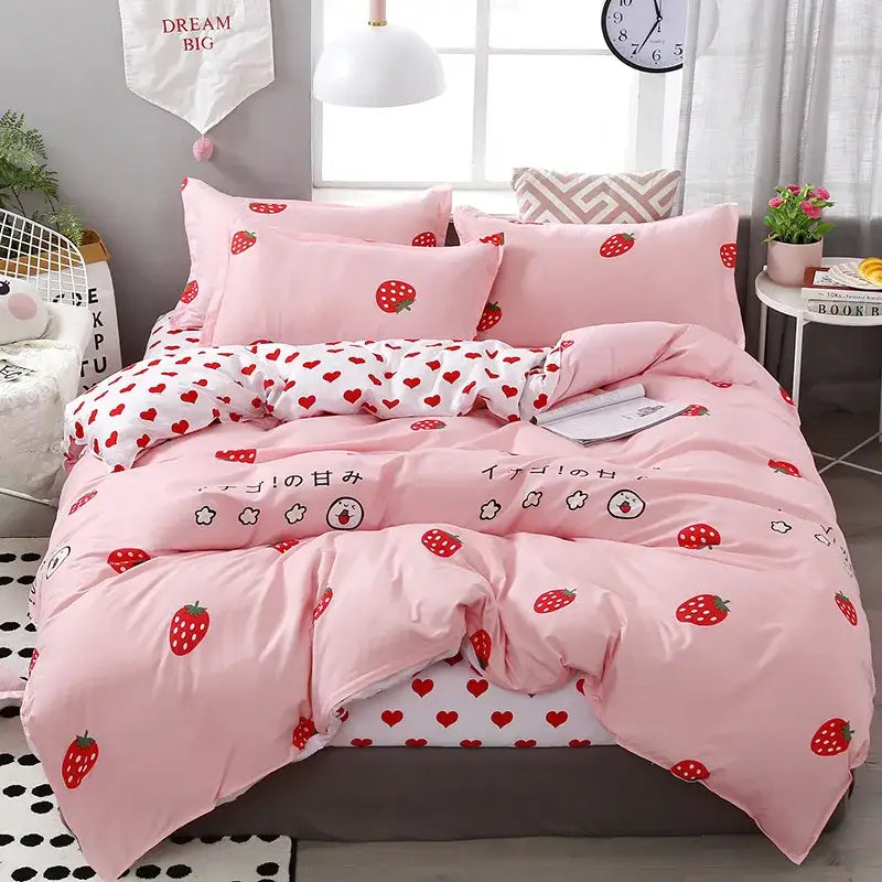 GobekUsa Cartoon Lattice Floral Geometric Pattern Bedding Set, photo 2 of 16