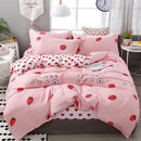 GobekUsa Cartoon Lattice Floral Geometric Pattern Bedding Set