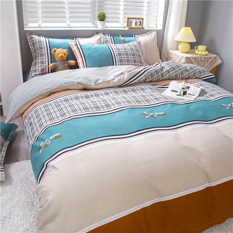 GobekUsa Cartoon Lattice Floral Geometric Pattern Bedding Set, photo 14 of 16