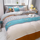 GobekUsa Cartoon Lattice Floral Geometric Pattern Bedding Set