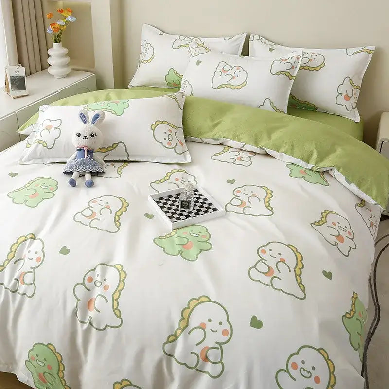 GobekUsa Cartoon Lattice Floral Geometric Pattern Bedding Set, photo 9 of 16
