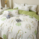GobekUsa Cartoon Lattice Floral Geometric Pattern Bedding Set