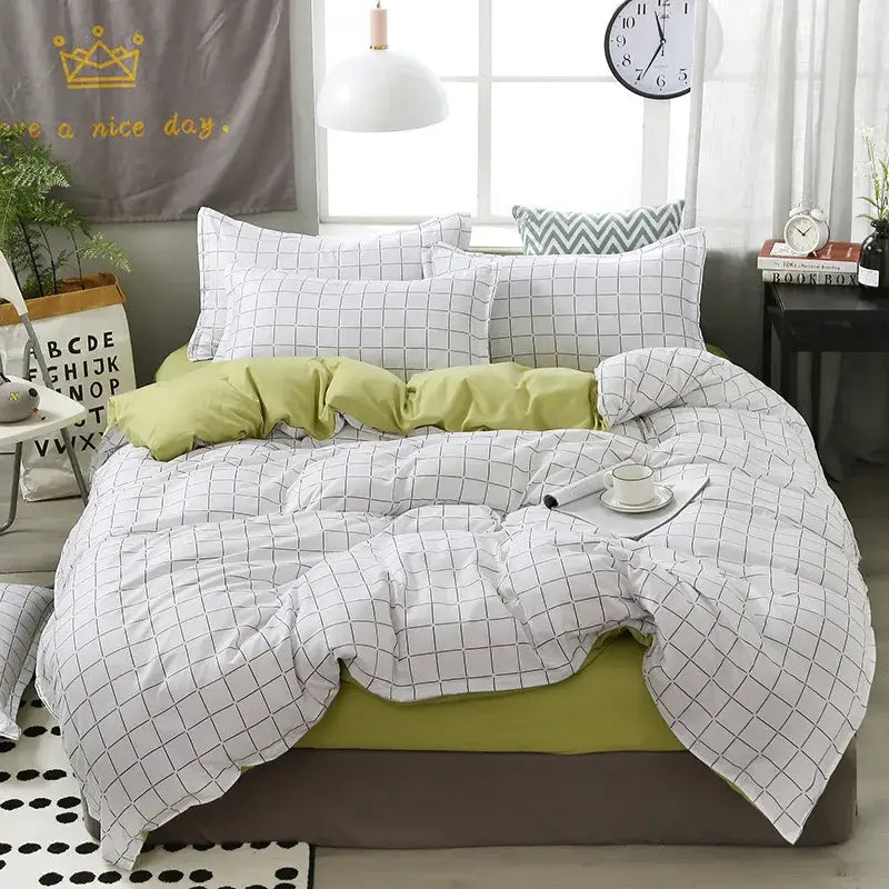 GobekUsa Cartoon Lattice Floral Geometric Pattern Bedding Set, photo 10 of 16