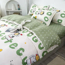 GobekUsa Cartoon Lattice Floral Geometric Pattern Bedding Set