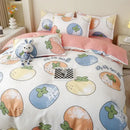 GobekUsa Cartoon Lattice Floral Geometric Pattern Bedding Set