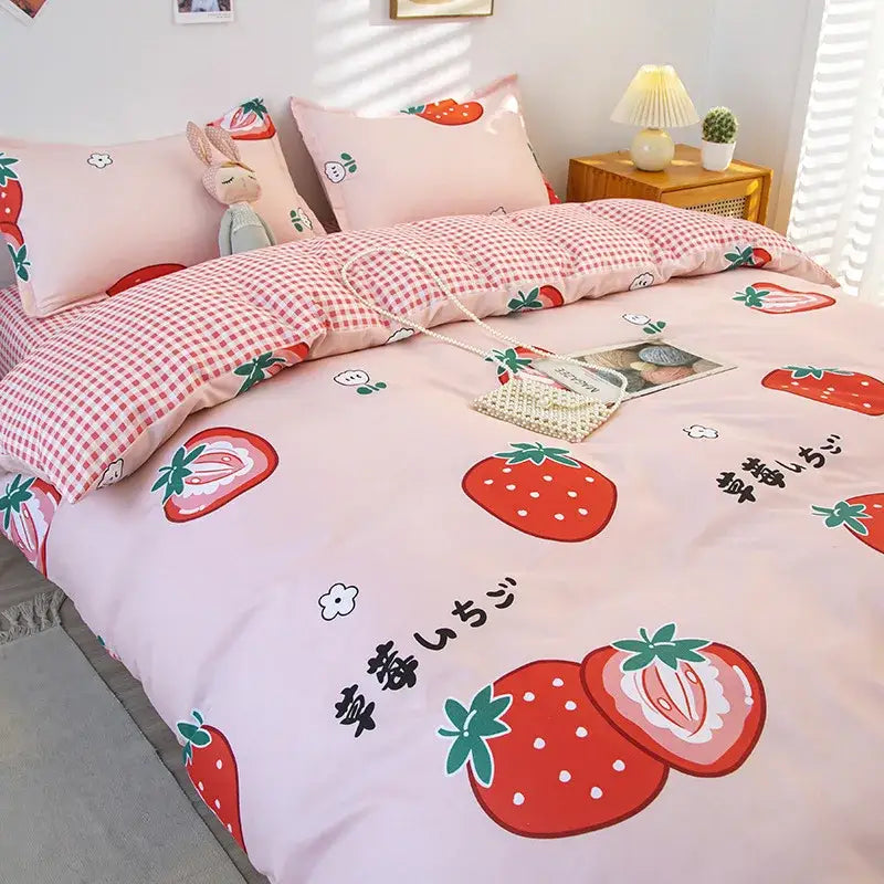GobekUsa Cartoon Lattice Floral Geometric Pattern Bedding Set, photo 6 of 16