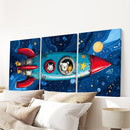 Outer Space Kids Wall Art. Rocket and Stars Nursery Prints by Wall Art Set