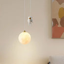 GobekUsa Astronaut Moon LED Pendant Light for Children's Room, Nordic Iron Design.