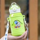Astronaut white & navy blue stainless steel thermos bottle kids room by Decorbites