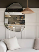 Asymmetrical Organic Mirror with Brass Frame