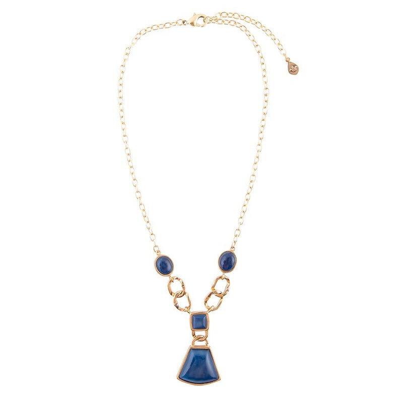 Athena Blue Agate Golden Statement Necklace