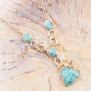 Athena Blue Turquoise Golden Y Neck Necklace