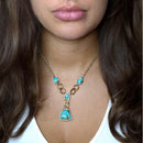 Athena Blue Turquoise Golden Y Neck Necklace