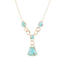 Athena Blue Turquoise Golden Y Neck Necklace