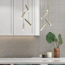Athens Grey Light Honed Desing Bm 101 Waterjet Marble Mosaics 4x7 1/2