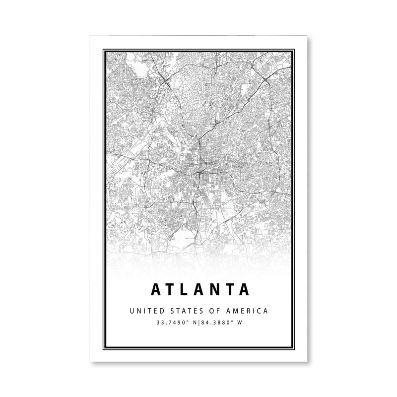 Atlanta White Map Canvas