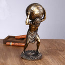 GobekUsa Atlas Resin Statue: Greek Titan Holding Astronomy Globe, Bronze Finish