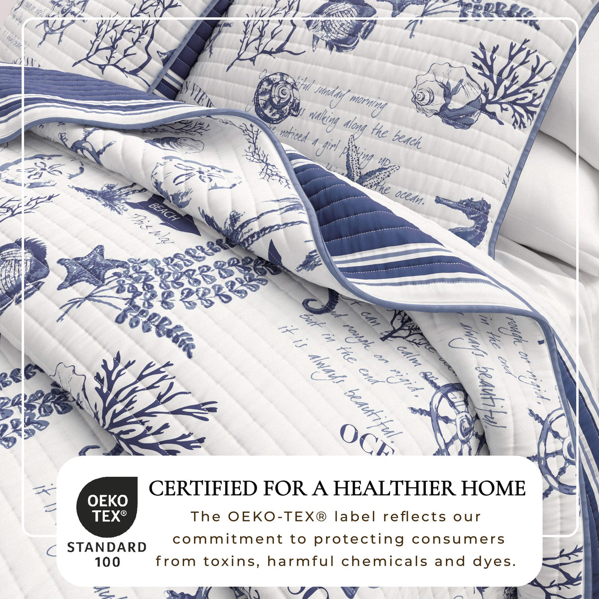 Coastal Printed Cotton Quilt Set - Calypso Collection, photo 2 of 6