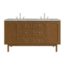 James Martin Laurent 60" Dual Mount Double Bathroom Vanity, Honey Oak