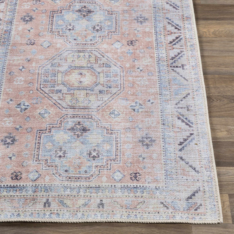 Morcott Peach Washable Area Rug