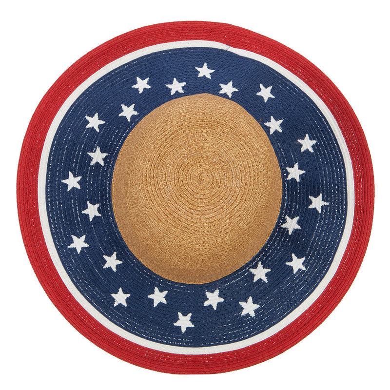 Women's USA Flag Paper Braid 4 Inch Brim Hat