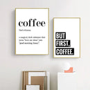 Awakened aromas canvas print black & white kitchen coffee wall art by Decorbites