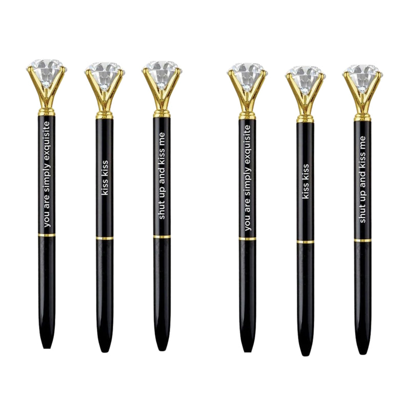 Shut Up And Kiss Me Black Gem Pen Set of 6 | Giftable Quote Pens