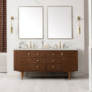 James Martin Amberly 72" Dual Mount Double Bathroom Vanity, Mid-Century Walnut