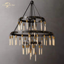 GobekUsa Axis Black Brass LED Round Chandelier for Living & Dining Room