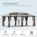 [12X20FT] Alora Premium Aluminum Outdoor Polycarbonate Hardtop Gazebo With UV Protection, Netting & Curtains (96815273)