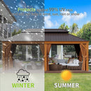 [12X20FT] Alora Premium Large Aluminum Hardtop Gazebo W/ Netting, Privacy Curtains And Wood Grain Finish (SAK58374)