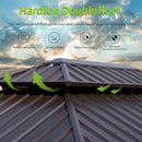 [12X20FT] Alora Premium Large Aluminum Hardtop Gazebo W/ Netting, Privacy Curtains And Wood Grain Finish (SAK58374)