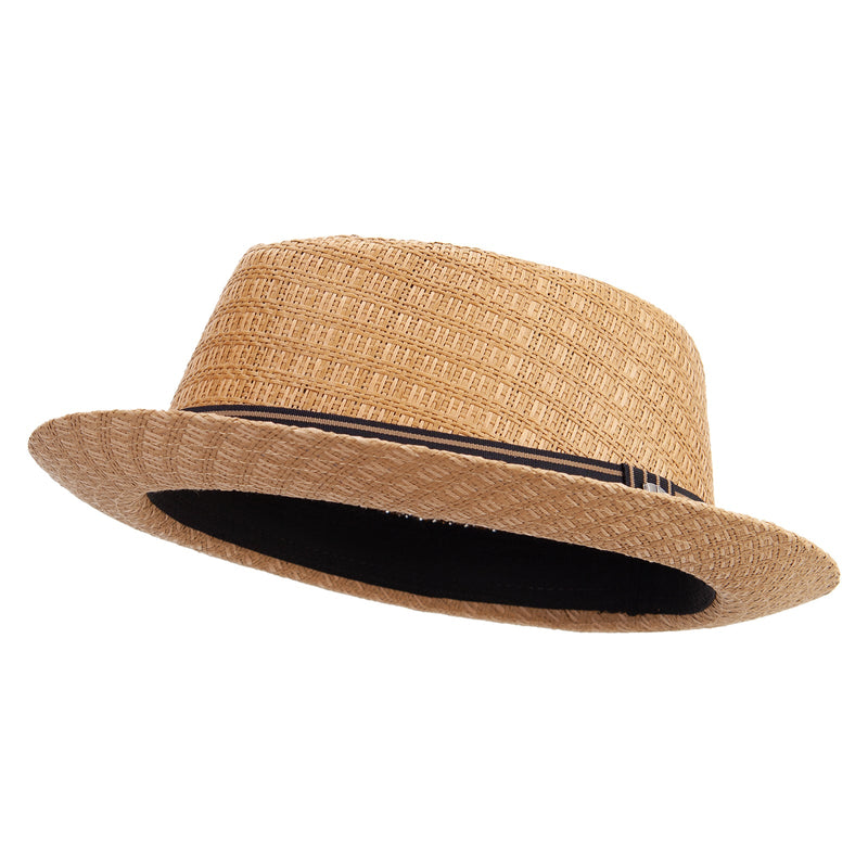 Big Size Wove Paper Straw Wide Brim Porkpie Upbrim Fedora