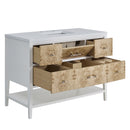 James Martin Olena 48" Single Bathroom Vanity, Polished White and Light Mappa Burl